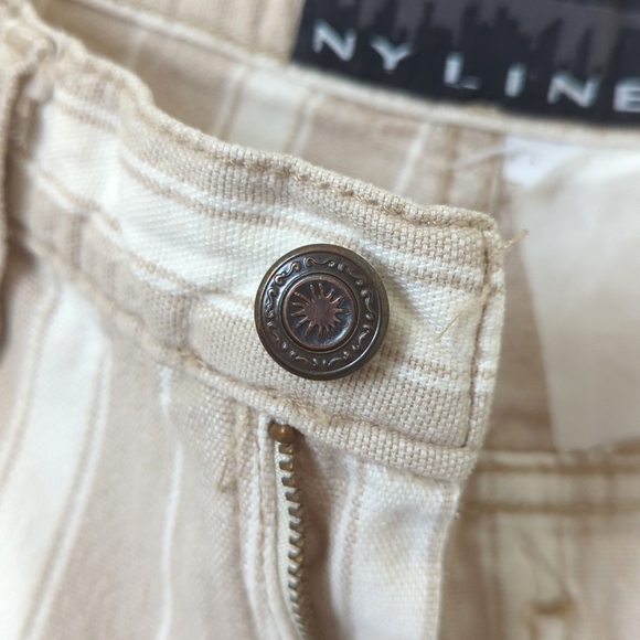 NY Line 90's Vintage Classic Striped High Waisted Tapered Leg Pants Tan White 28 - Picture 11 of 15